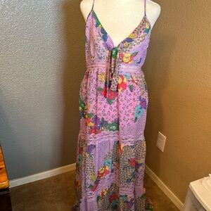 Flying Tomato size M purple floral vintage style strap sleeveless dress. Adjust